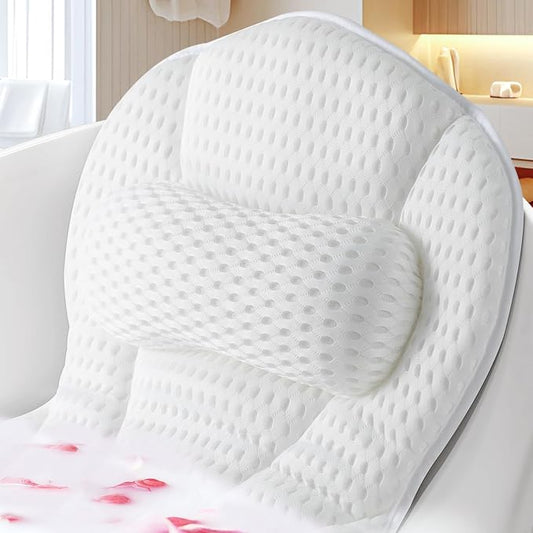 Bath Pillow Bathtub Pillow Luxury Bath Pillows forTub Neck and Back Support | Neck and Back Support Headrest with Soft 5D Mesh Fabric and Non-Slip Suction Cups,Relaxing Bath Accessories Spa Gifts