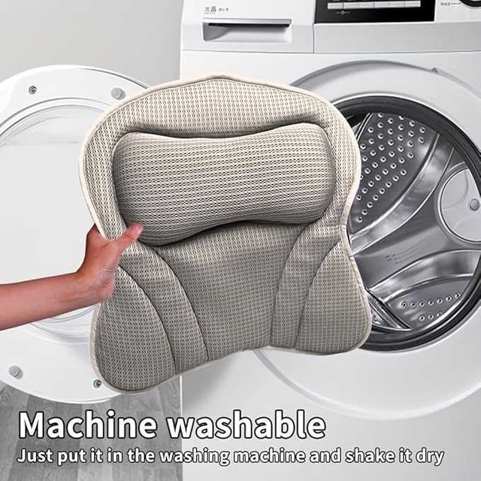 Bath Pillow 4D Bath Tub Pillows for Head Tub Pillow for Bathtub with 6 Non-Slip Suction Cups Bathtub Headrest Cushion Fits All Bathtubs(Color:Grey)