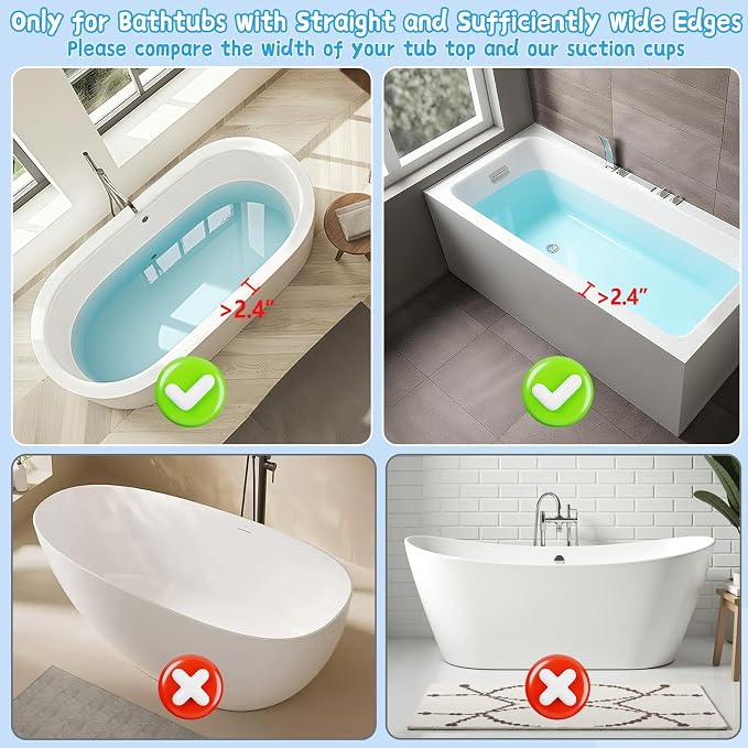 3 Ft Bathtub Splash Guard for Tub Kids, Bath Tub Toy Holder Storage Play Shelf, Longer Silicone Water Splash Guard for Bathtub with Strong Suction Cups, No Mess Water Spill in Bathroom, Grey