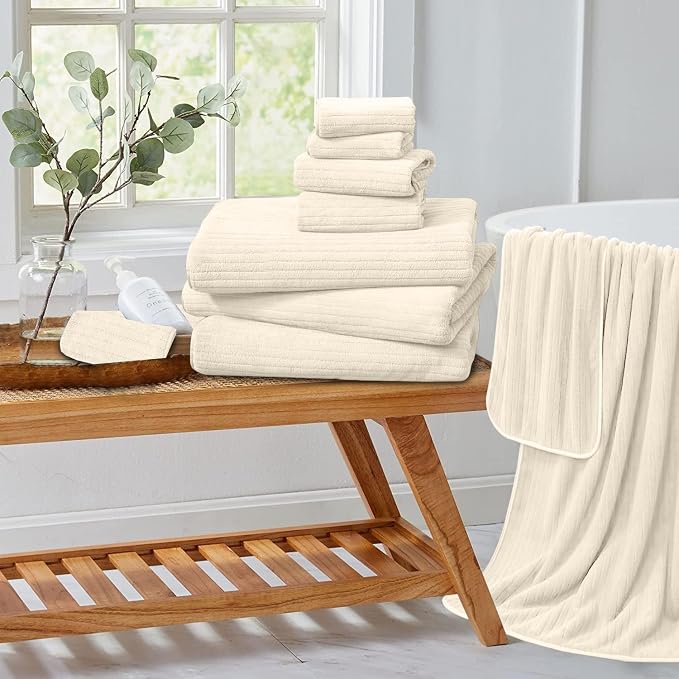 Extra Large Bath Sheet Set of 4,Ultra Soft Fluffy Towel,35”x 70”Oversized Bath Towel Set,Premium Microfiber Bathroom Towel Set Highly Absorbent Quick Dry Shower Towel for Bathroom,Hotel,Spa(Beige)