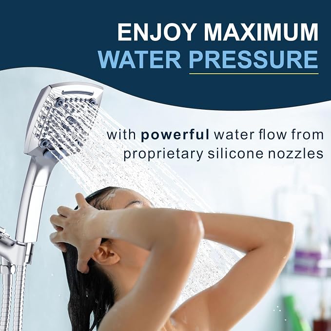ELLO&ALLO Shower Head with Handheld, High-Pressure Handheld Shower Head with 5 Spray Modes, 59-Inch Stainless Steel Hose & 360° Adjustable Bracket Perfect for Pet Bathing, Baby Care & Shower Cleaning