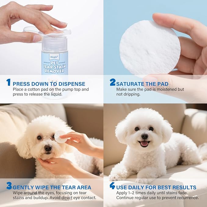 Tear Stain Remover for Dogs & Cats – Natural Gentle Liquid, Safe & Non-Irritating, Effectively Cleans Tear Stains, Eye Discharge & Debris