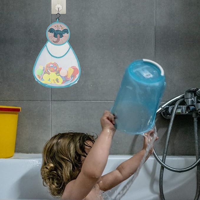 Bath Toy Organizer Bag Cute Cartoon Pattern Mesh Bath Tidy Storage Net Holder Basket Bag for Kids Bathroom Toys Polyester Material Large Capacity (Type B)