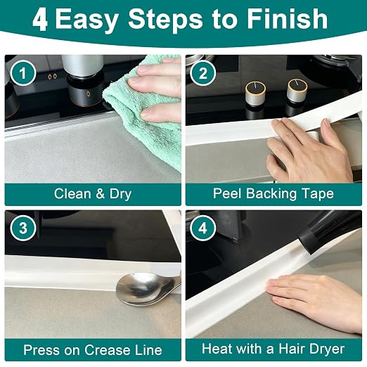 TOUSEA Professional Waterproof Caulk Strip - Self Adhesive White Sealing Tape for Toilet, Tub, Peel and Stick Backsplash Finisher - Renter Friendly, Easy Install (White-1.5IN-10.5FT-N01)