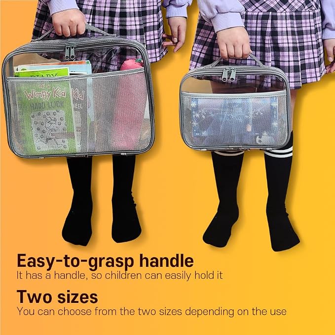 holay 4 Packs PVC Toy Storage Organizer with Zipper, Name Tag & Manual Pocket, Clear Durable Case for Blocks, Clay, Board Games, Travel (Gray, Small, Large)