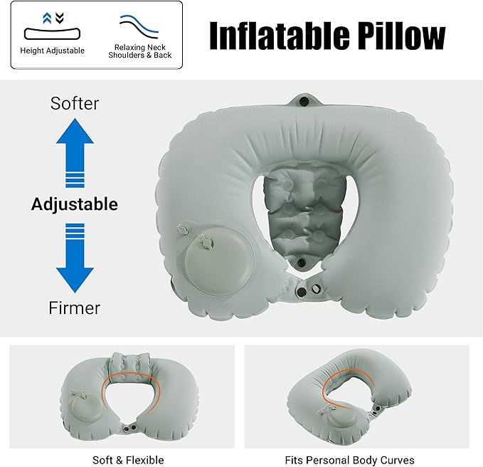 MABOZOO U-Shaped Hot Bathtub Pillow,Inflatable Spa Pillows for Hot Tub with Adjustable Button for Shower, Neck Support Headrest & Leg Pillow for Relaxation Spa Soak in Bathtub