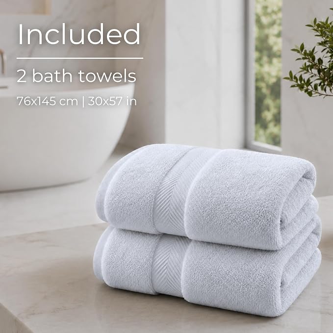 Viscose from Bamboo Bath Towels Set of 2 - Extra Plush 700 GSM Quick Dry Cotton Blend for Luxury Bathroom Comfort - Super Soft, Large, Absorbent - Mist