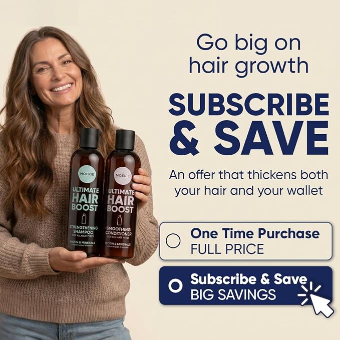 Moerie Hair Growth Shampoo and Conditioner for Women and Men, Hair Loss Solution with Biotin and Rosemary, Thickening Shampoo and Conditioner for Thinning Hair – Promotes Regrowth, Double Set