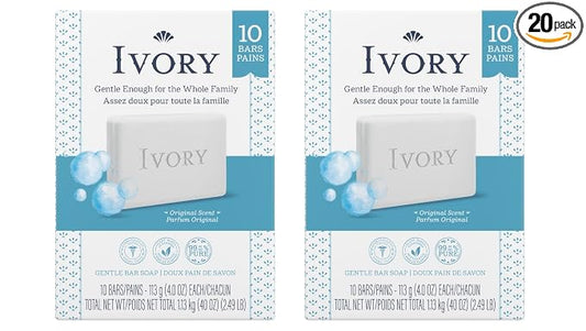 Ivory Clean Original Bar Soap, 4 Ounce, 10 Count (Pack of 2) Total 20 Bars
