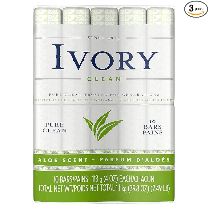 Ivory Bar Soap, Bath Size, Aloe 10 ea (Pack of 3)