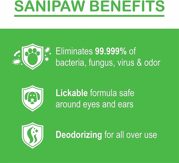 PawZ SaniPaw Dog Paw Cleaner and Odor Eliminator Spray, 8 Oz Paw Sanitizer and Dog Repellent Spray, 2 Pack