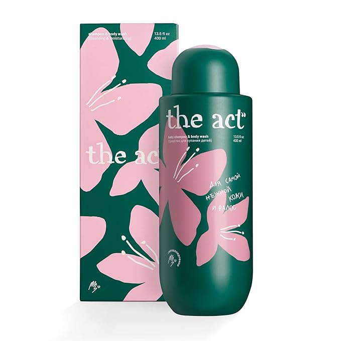 The Act Organic Baby Shampoo and Body Wash with Chamomile - Hypoallergenic, Natural Oils, Tear-Free, for Sensitive Skin and Fine Hair, for Kids 3+, Sulfate-, Paraben-, Phthalate-, Dye-Free,13.5 Fl Oz