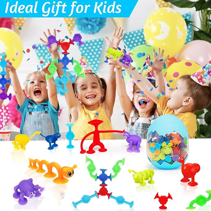 32Pcs Bath Toys for Kids Ages 3-5 4-8, No Hole Mold Free Baby Suction Cup Animals Water Toys, Mini Toddler Sensory Fidget Party Favors, Airplane Car Window Travel Road Trip Essentials 3 4 5 6 Year Old