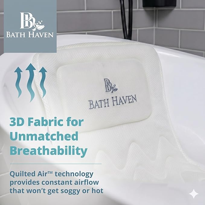 Bath Pillow for Tub, Full Body Bathtub Pillow and Mat for Head, Neck and Back Support, Relaxing Spa Cushion Head Rest and Mat for Tub Jacuzzi, Luxury Bathtub Accessories for Women and Men Quick Drying