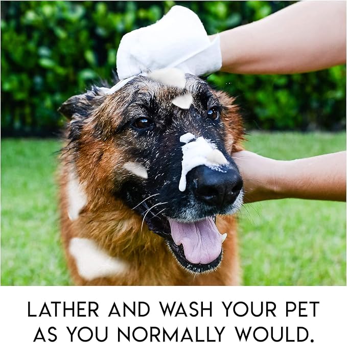 Scrubby Pet No Rinse Wipes | Rinse Free Shampoo Mittens | Dogs and Cats | Bath Wipes - Bathing & Washing Pets, Hypoallergenic | No Rinse Wash Mitt | Grooming, Lather Wipe Dry - Pack of 5