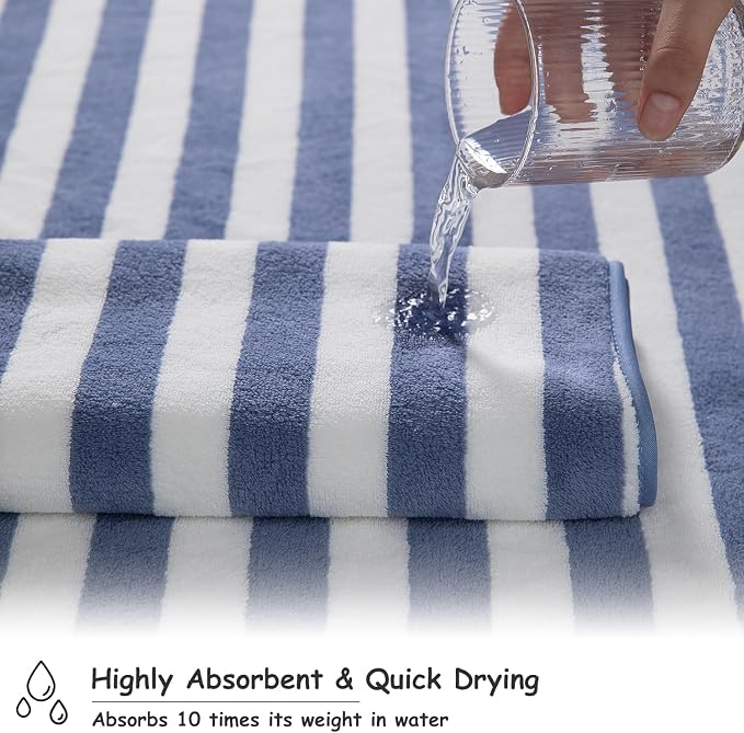 18 Pcs Blue Purple Stripe Bath Towel Set with Hanging Loop-6 Bath Towels,6 Hand Towels,6 Washcloths Soft Family Towels Set Bathroom Towel Highly Absorbent Quick Dry Shower Towel for Beach Chair Hotel