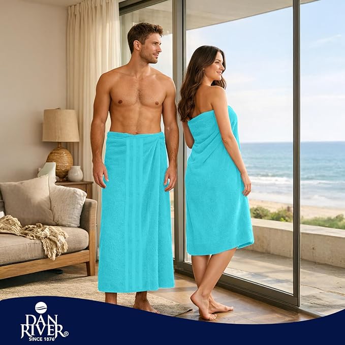 DAN RIVER 2 Pack Luxury Bath Sheets 35x70, 600 GSM, Soft & Quick Dry 100% Ring Spun Cotton Towels Ideal for Hotels, Spas, Gyms & Salons Extra Large, Turquoise