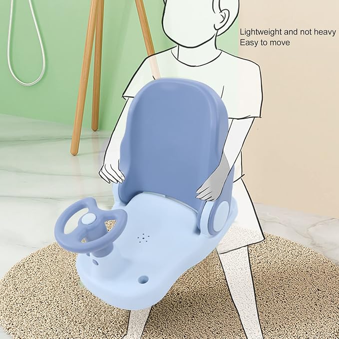 Baby Bath Seat - Infant Bathtub Seat for Sitting Up in The Tub, Baby Shower Chair with Backrest Support, Suction Cups for 6-18 Months (Blue)