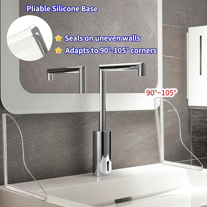 2Pack Shower Splash Guard for Bathtub,Walk in Shower Water Guard Made of Acrylic,Designed to Keep Water in Shower and to Seal Tub Corner, Shower Corner, and Bathroom Sink (Clear)