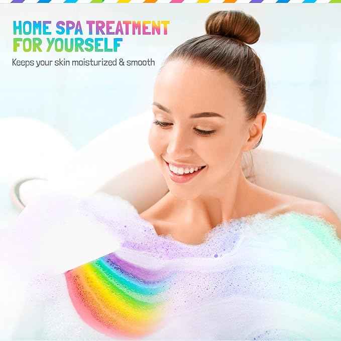 Bath Bombs for Kids - All Natural Magic Rainbow BathBombs with Organic Ingredients, Moisturizing, Vibrant Colors & Rich Bubbles, Cloud Bath Bombs, Birthday Gifts for Kids, Girls, Boys