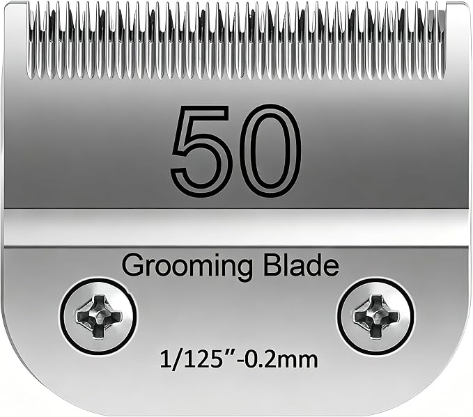 50# 0.2mm 1/125” Blade, Pet Grooming Clipper Replacement Blades Compatible with andis/wahl/Oster Dog A Series Clippers, Detachable, Size 50, Stainless Steel, Extremely Short in Length (S50)