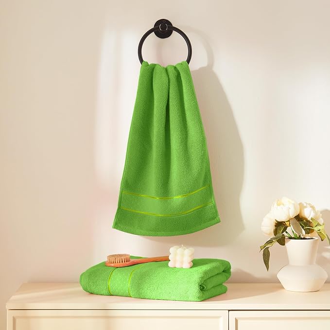 COZYART Green Bath Towel Set 6 Piece, 100% Zero Twist Ring Spun Turkish Cotton 650GSM, Ultra Soft Absorbent Fast Dry Hotel Quality Bathroom Towels