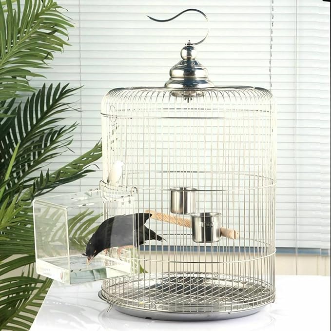 GURECOD Hanging Bird Bath Cube Bird Bathtub Bath Shower Box Bowl Cage Accessory for Little Bird Canary Budgerigar Parrots Crested Myna Cockatiel Lovebird Parakeet Bath (X L)