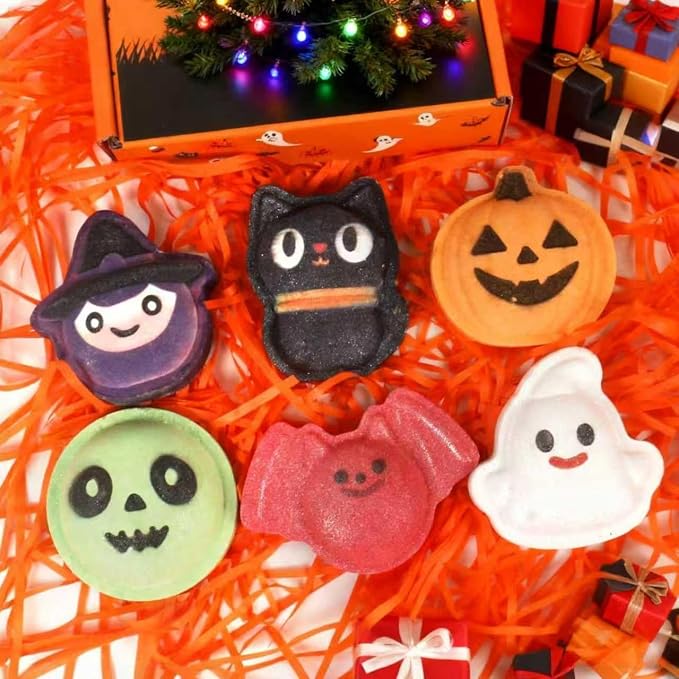 Halloween Bath Bombs for Kids & Women, Handmade Spooky Bath Bomb Set of 6 Fun Shapes – Perfect Gifts for Kids, Skin Care Bathbombs for Girls’ Spooky Celebration | 6 Large Spooky Shapes with Colorful Fizz and Festive Scents, Ideal Gifts for Kids, Hallow...