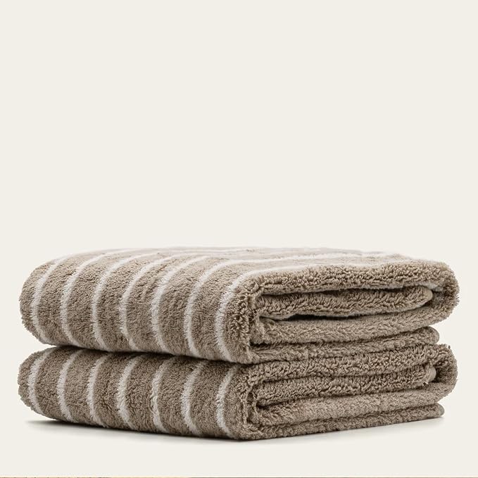 Italic Ultraplush 100% Australian Cotton Bath Sheets - Set of 2 Luxury Extra Large Heavy Duty Bath Sheets, 800GSM Plush and Absorbent Bath Sheets for Hotels, Bath & Spa (Tan & Ecru)