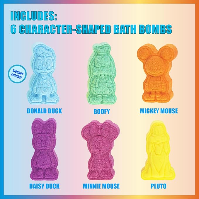 Mickey Minnie and Friends Bubblegum Scented Bath Bombs - Ages 3+ Character Molded Bath Bombs – Fun & Bright Colors by Townley Girl