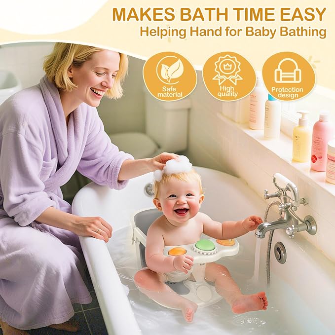Baby Bath Seat for Babies 6 Months & Up - Non-Slip Toddler Bath Seat for Baby & Newborn with Suction Cups, Safe Baby Bath tub Seat with Suction Cups, Baby Bath Chair