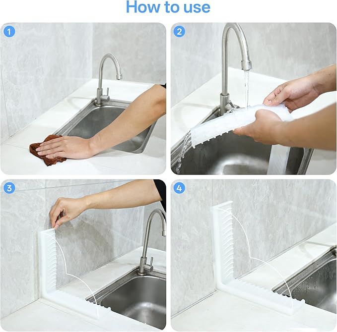 Shower Splash Guard for Bathtub, Suction Cup No Adhesive, 2 Pack | Bathtub Corner Water Guard with Anti-Scratch Smooth Edges Acrylic. Keeps Bathroom Tub Dry and Keep Water in Shower.