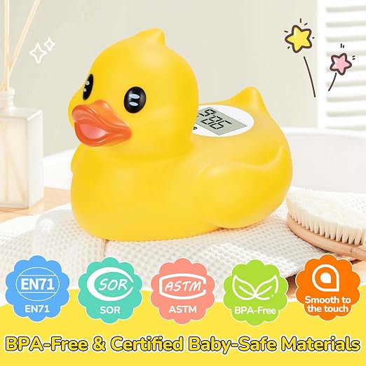 Baby Bath Thermometer – Digital Safety Water Thermometer for Baby Bathtub – °C/°F Display, BPA-Free & Waterproof – Floating Duck Toy for Newborns & Toddlers