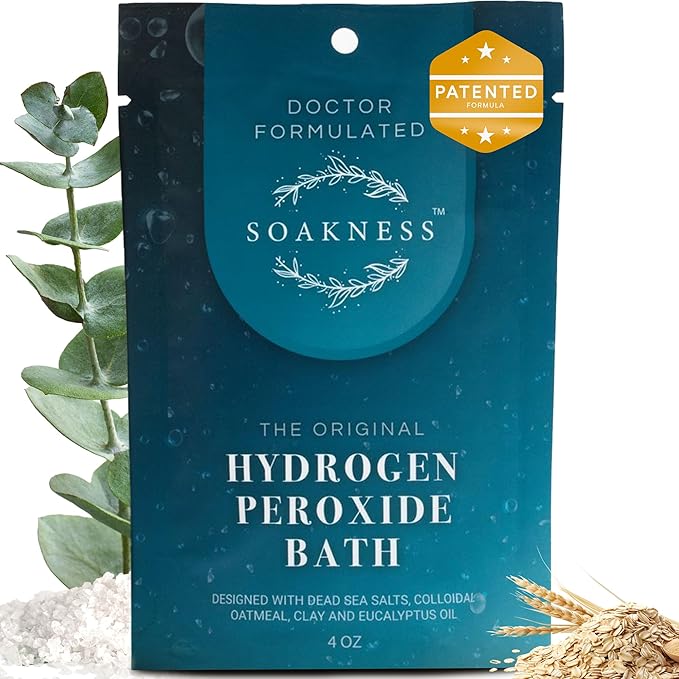 Soakness Hydrogen Peroxide Epsom Salt Bath Soak - USA-Made – Patented Bath Salts, Muscle Recovery, & Skin Detoxification – Magnesium Salts for Bathing - Doctor Formulated Pure Epsom Salt (1-Pack)