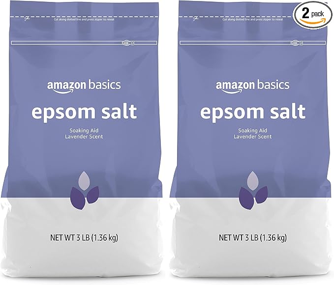 Amazon Basics Epsom Salt, Lavender Scented, 3 Pound, 2-Pack | Soaking Aid | Previously Solimo