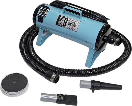 Electric Cleaner Company K9 II Dog Blow Dryer - High Power Grooming Dryer, Heavy Duty, 10' Hose, Deshedding, ECC Blue