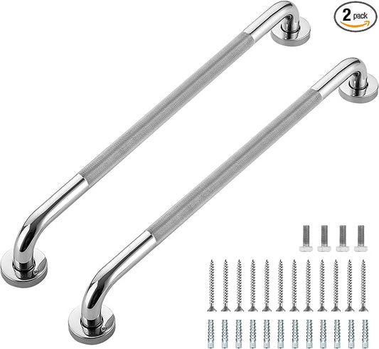 Grab Bars for Shower, 2 Pack 24-Inch Anti Slip Shower Handles for Elderly, Safety Shower Grab Bar, Stainless Steel Handicap Grab Bars for Bathroom (Polished Nickel 1" Diameter)