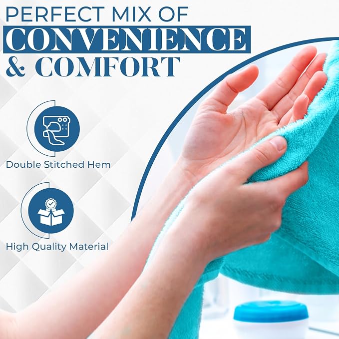DAN RIVER 6-Pack Premium Hand Towels (16x28 Inches) - 100% Cotton, Ultra Soft, Lightweight, Highly Absorbent Towels for Bathroom, Spa, Gym, Salon, Hotel, and Travel - Turquoise