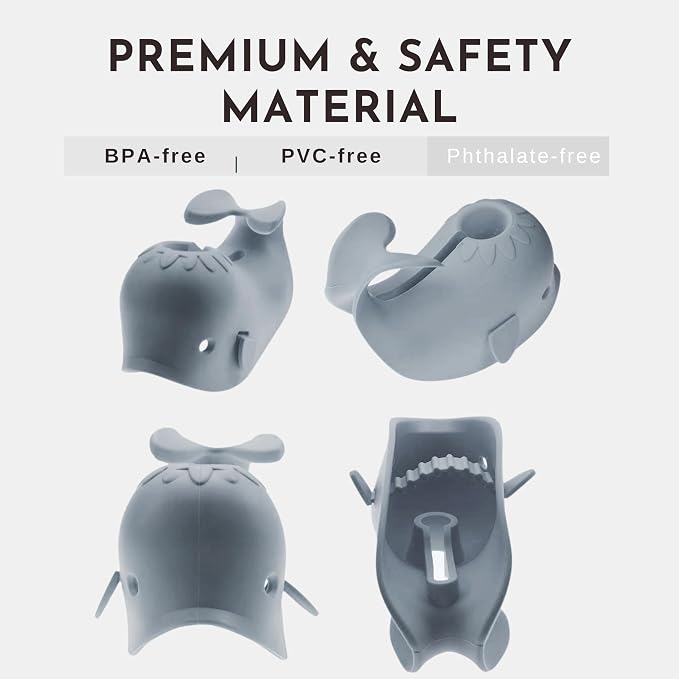 Bath Spout Cover for Bathtub,Baby Shower Protector Cover A Fun Way to Protects Baby from Bumping Head During Bathing Time Cute Soft Whale Design Making for Enjoyable Safe Baths (Grey)