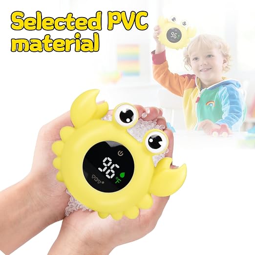 Crab Baby Bath Thermometer Toy - Digital Floating Water Thermometer with LED Display, Color Temperature Alerts & Safe Bath Sensor for Newborn, Infant Bathtub Essentials