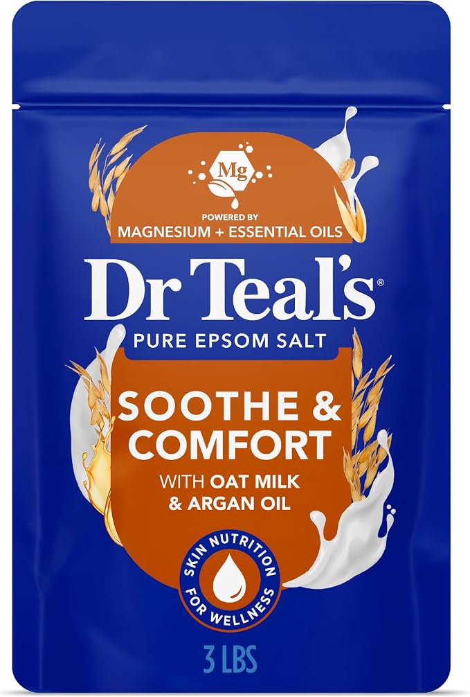 Dr Teal's Epsom Salt Magnesium Soak, Soothe & Comfort with Oat Milk & Argan Oil, 3 lbs