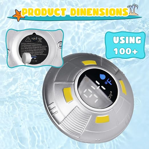Baby Bath Thermometer - Digital Floating Water Thermometer with LED Display & Color Temperature Alerts, Rechargeable Bath Toy for Infant Bathtub Safety, Newborn Bath Essentials Gift