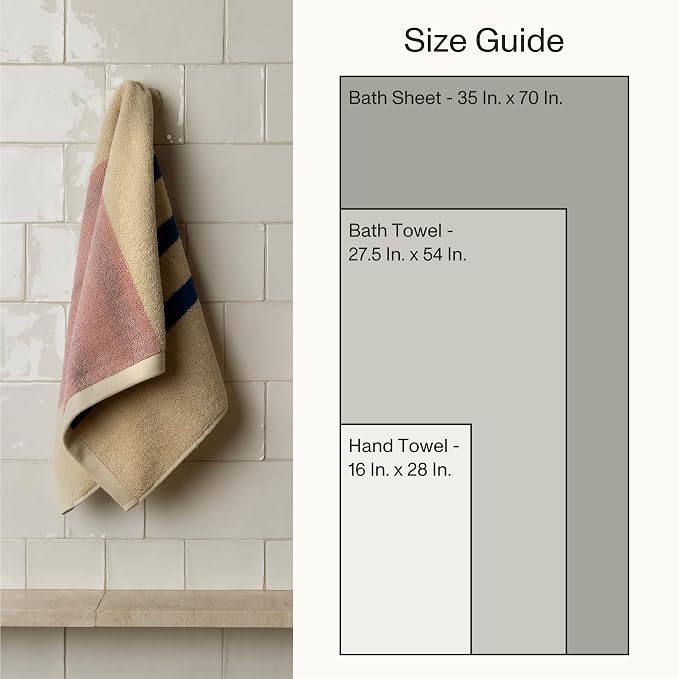 Everlayer Luxury Bath Sheets - Reversible 2 in 1 Design, 35"x 70", Sets of 2, 550 GSM - 100% Combed Cotton, Ultra Soft, Thick Bath Sheets, Made in Portugal (Calamine Sky-Janus)