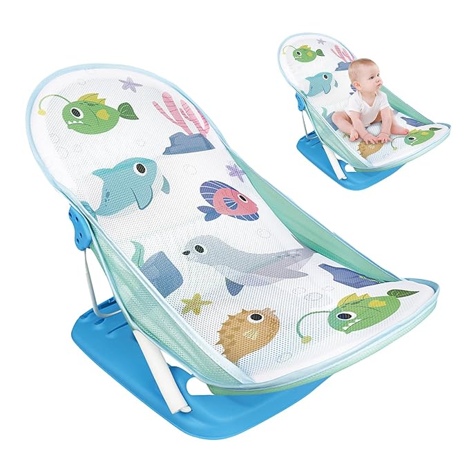 Toddler Folding Shower Rack – Portable Bath Seat, Foldable Baby Bather | Adjustable Infant Washing Support, Space-Saving Tub Station for Bathroom Counter Sink Home Use