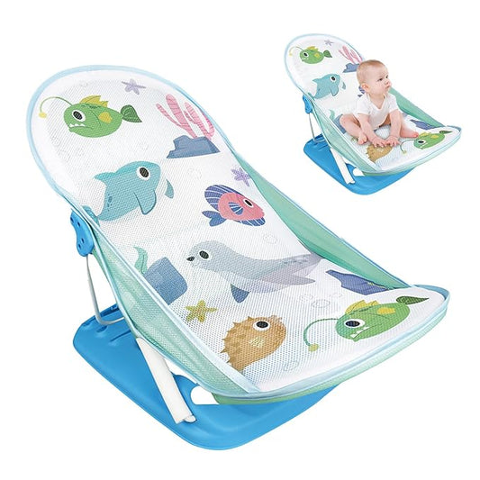 Toddler Folding Shower Rack – Portable Bath Seat, Foldable Baby Bather | Adjustable Infant Washing Support, Space-Saving Tub Station for Bathroom Counter Sink Home Use
