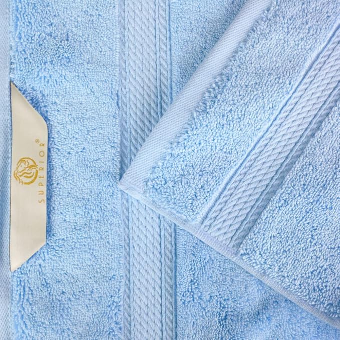 Superior Egyptian Cotton Plush & Absorbent, Face Towel Set of 6, Light Blue | Quick Dry, Soft Luxury Towel Set, Bath Essentials for Bathroom, Guest Bath, Spa, 2 Piece Face, Madeline Towels