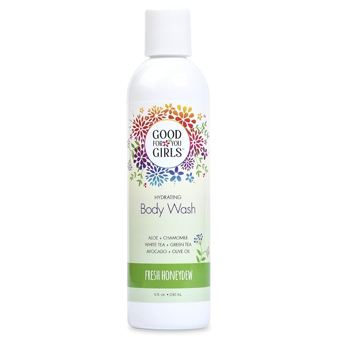 Good For You Girls Natural Body Wash with Aloe, Avocado & Jojoba Oils,Shower Gel Body Wash for Girls to Adults, Vegan and Paraben Free, Honeydew Scent (8 Fl oz)