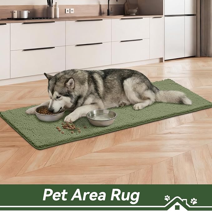 Bcoimo Super Absorbent Dog Door Mat, 60"*24" Anti Slip Mat for Muddy Paws, Pet Rugs for Dirty Paws Washable that Absorbs Moisture and Dirt, for Dog Cage and Pet Resting Carpet
