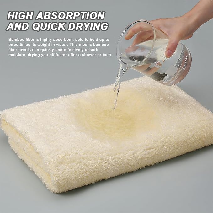 Aibaser Viscose from Bamboo and Cotton Bath Towels Set of 6-27x54 Inch Ultra Soft, Highly Absorbent Large Shower Towels for Bathroom, Spa & Gym (6 Piece Set) (Yellow)