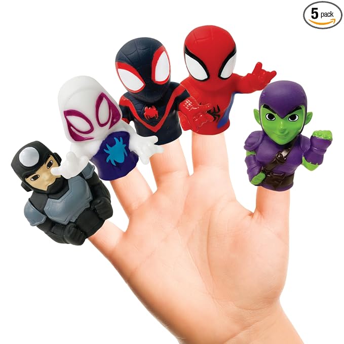 Ginsey Spidey and His Amazing Friends 5 Piece Finger Puppet Set - Bath Toys, Party Favors, 1.0 Count, 0.145 pounds